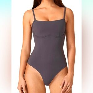 NWT Qinsen Spaghetti Strap Thong Bodysuit